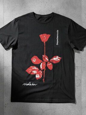 Depeche Mode Violator Red Rose Graphic Band T-Shirt Vintage Inspired Black Tee